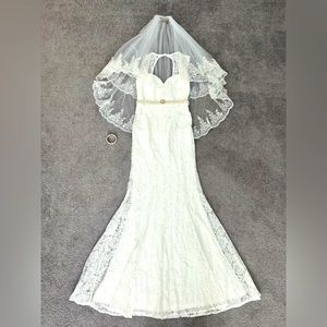 Heavy Elegant White Lace Wedding Dress Wedding Gowns Mermaid Bridal Dresses